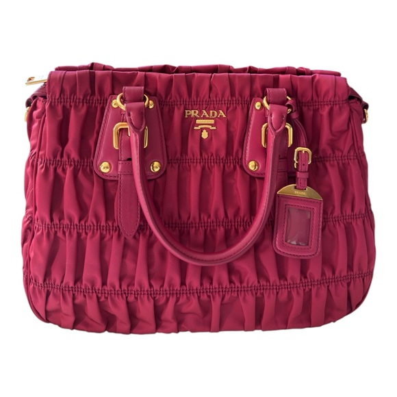 Prada Women's Authentic Tessuto Gaufre Tote Bag Ibisco Pink - Picture 4 of 15